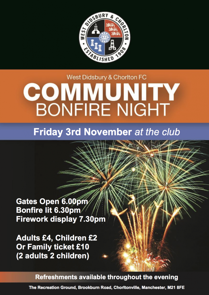 Community Bonfire Night: Friday 3 November  